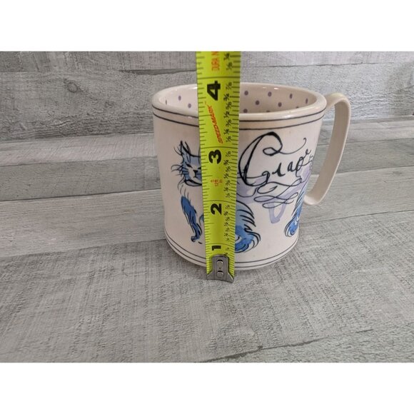 Anthropologie Ceramic Cat Mug With "Ciao" Text & Polka Dot Interior - Picture 7 of 7